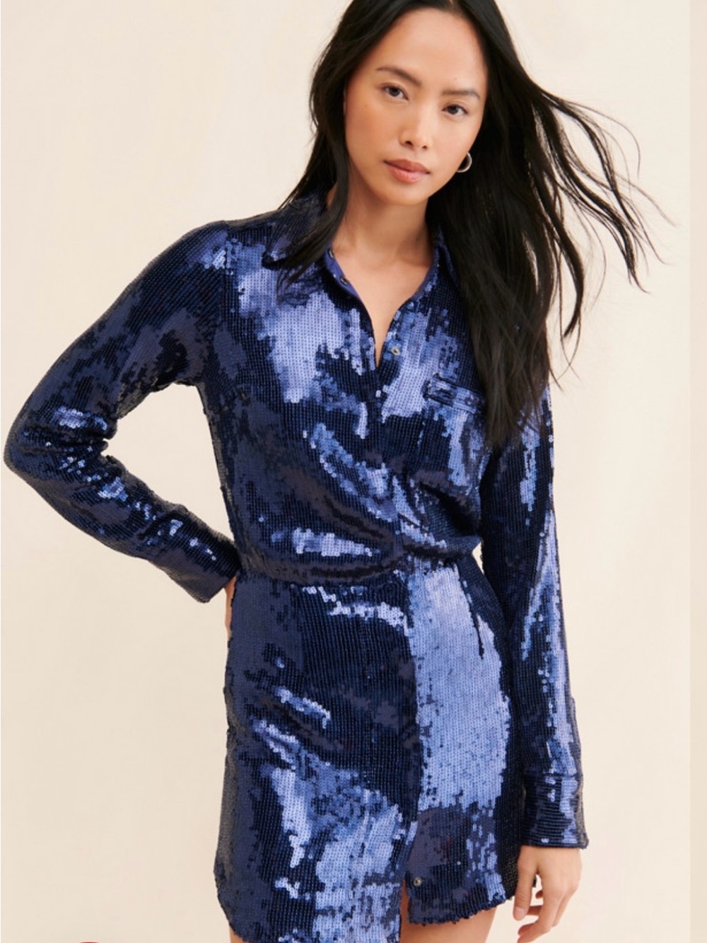 Free People Navy Blue Sequin Mini Dress